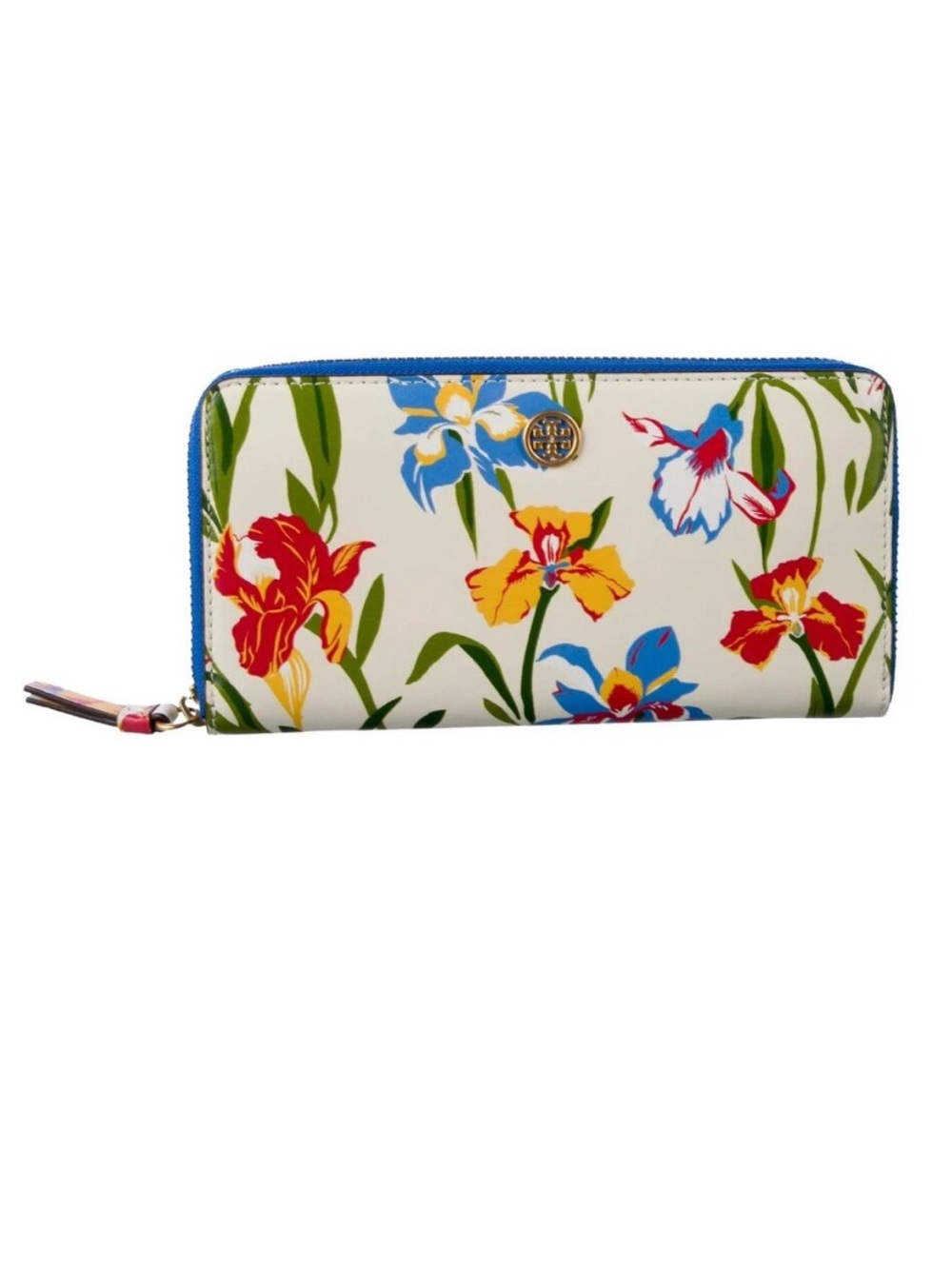 Tory Burch painted floral Iris continental zip wallet